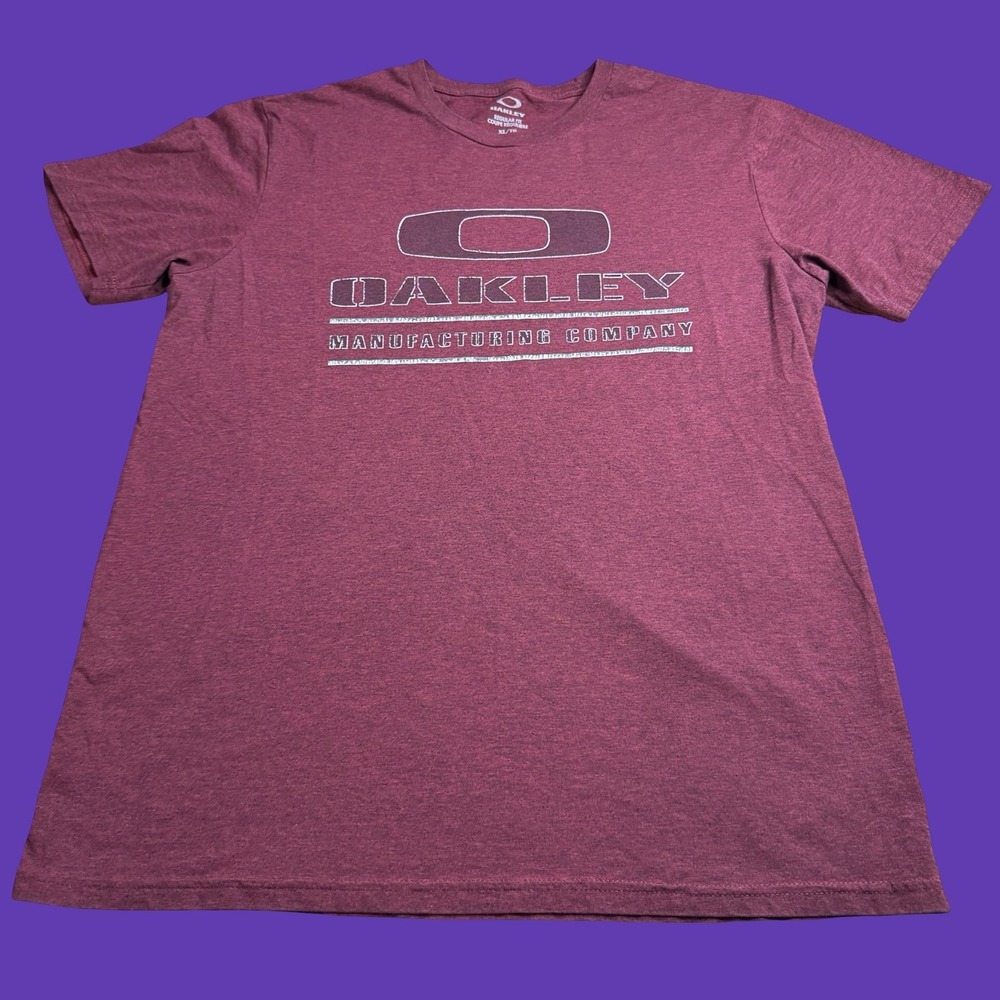 Oakley Mens XL Buckle Authentic Regular Fit Short Sleeve Graphic T Shirt Maroon